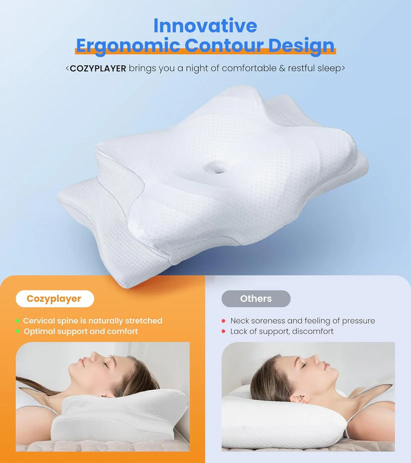 Adjustable Cooling Neck Pillow – Ergonomic Memory Foam for Pain-Free Sleep
