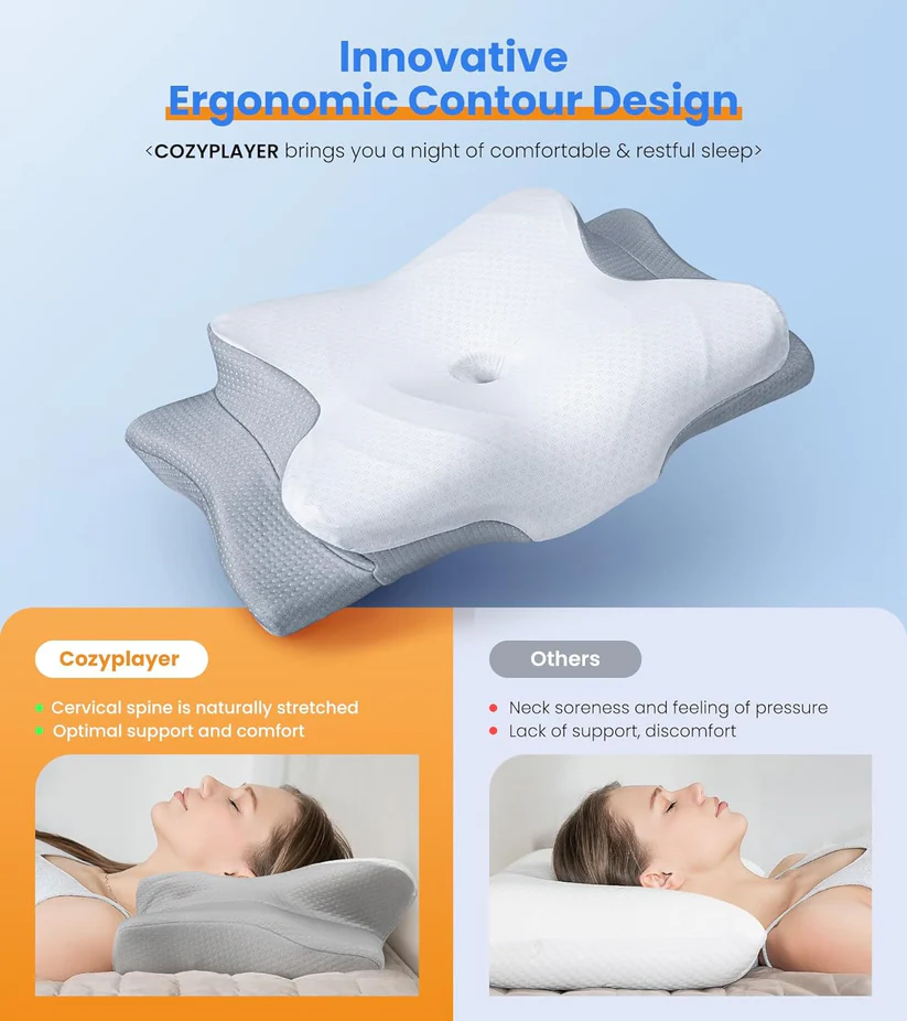 Adjustable Cooling Neck Pillow – Ergonomic Memory Foam for Pain-Free Sleep