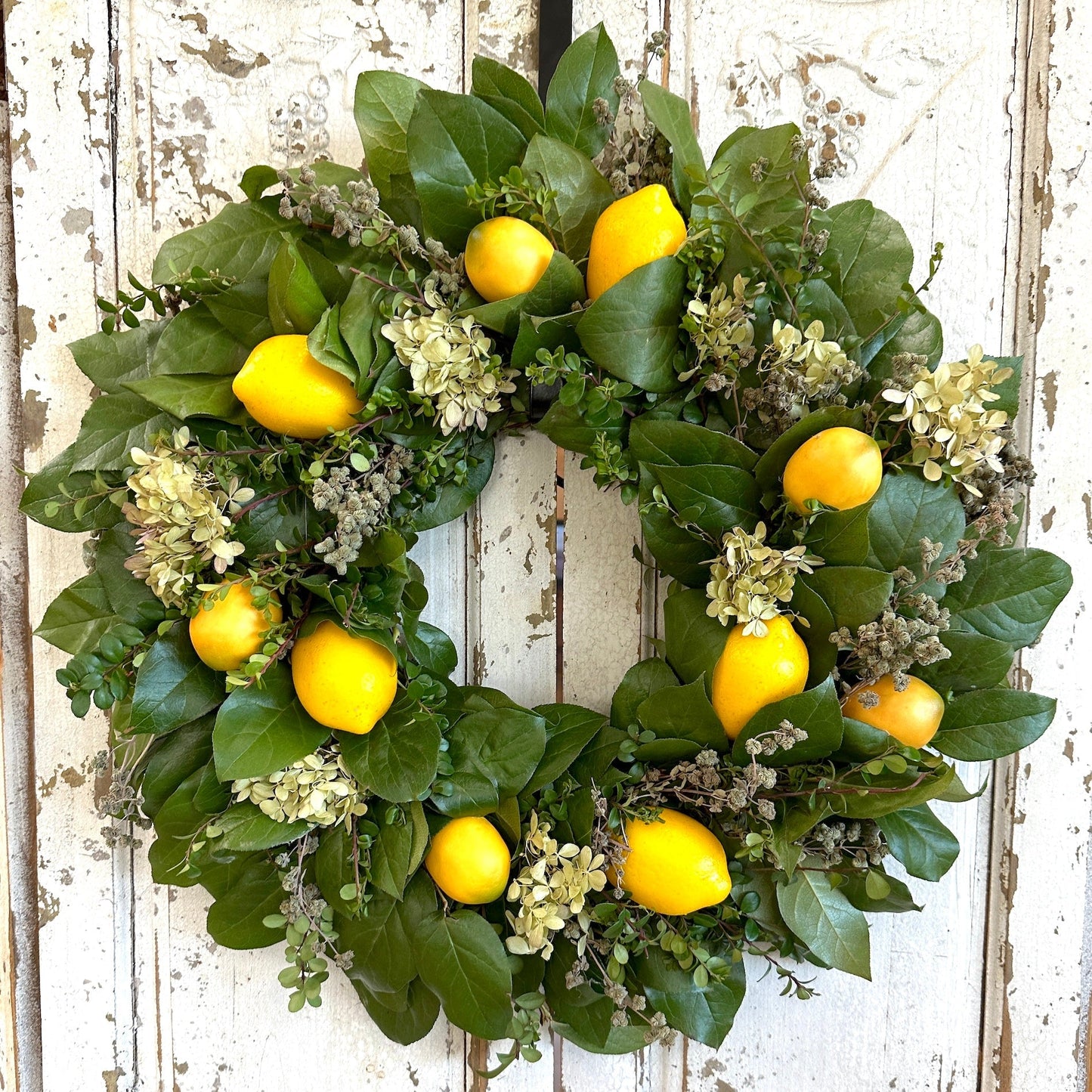 Zesty Lemon Hydrangea Wreath