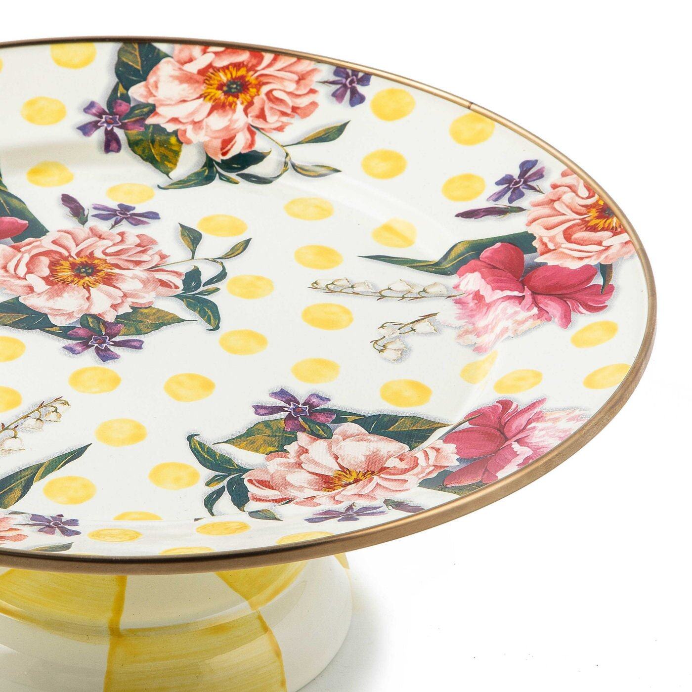 【🎉Factory Direct Clearout Sale】Wildflowers enamel small pedestal platter - yellow