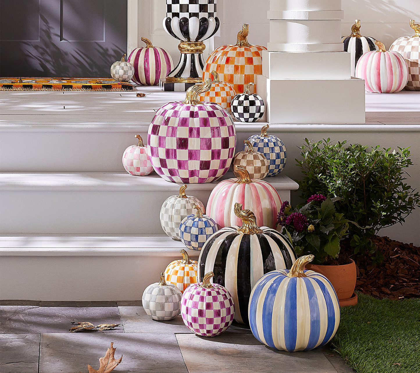 【🎉Factory Direct Clearout Sale】MacKenzie- Childs Medium Stripe and Large Check Pumpkins