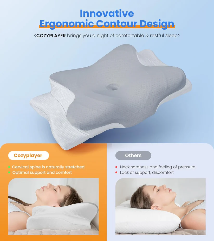 Adjustable Cooling Neck Pillow – Ergonomic Memory Foam for Pain-Free Sleep
