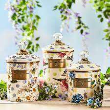 【🎉Factory Direct Clearout Sale】White Flower Market Enamel Canisters
