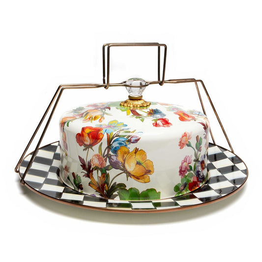 【🎉Factory Direct Clearout Sale】White Flower Market Cake Carrier by MacKenzie-Childs