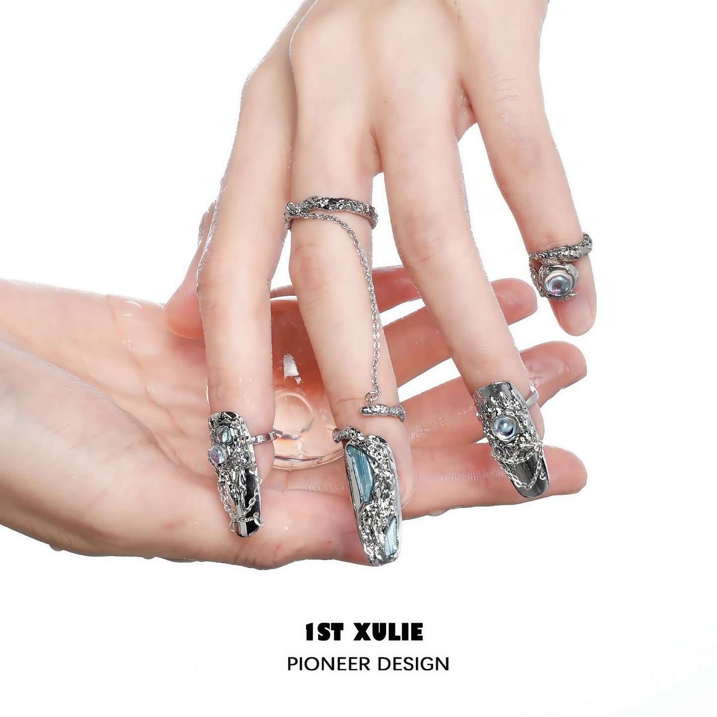 1STXULIE Moonlight Collection Niche Gothic Reusable Wearable Nails T4740