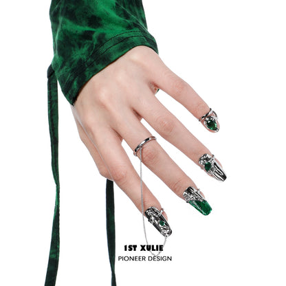 1STXULIE Snake Collection Niche Gothic Reusable Wearable Nails T4741