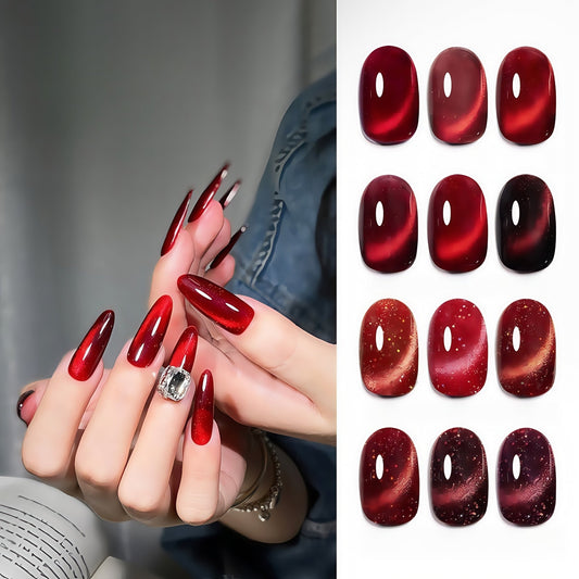 DANZHIHE 12g Crystal Flame Red Cat Eye Gel Polish T4714