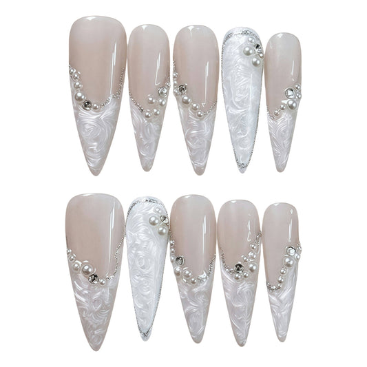 ETERNITY'C Handmade Custom Island Flower Pressed On Wearable Nails T5026