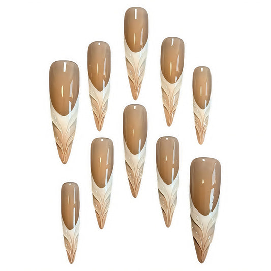 ETERNITY'C Handmade Custom Hot Coffee Pressed On Wearable Nails T5035